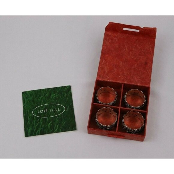 Sterling Silver Lois Hill Set of 4 Scroll Napkin Rings - Picture 6 of 7